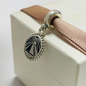 Pandora Engraving Pyramid Black and Silver Pendant